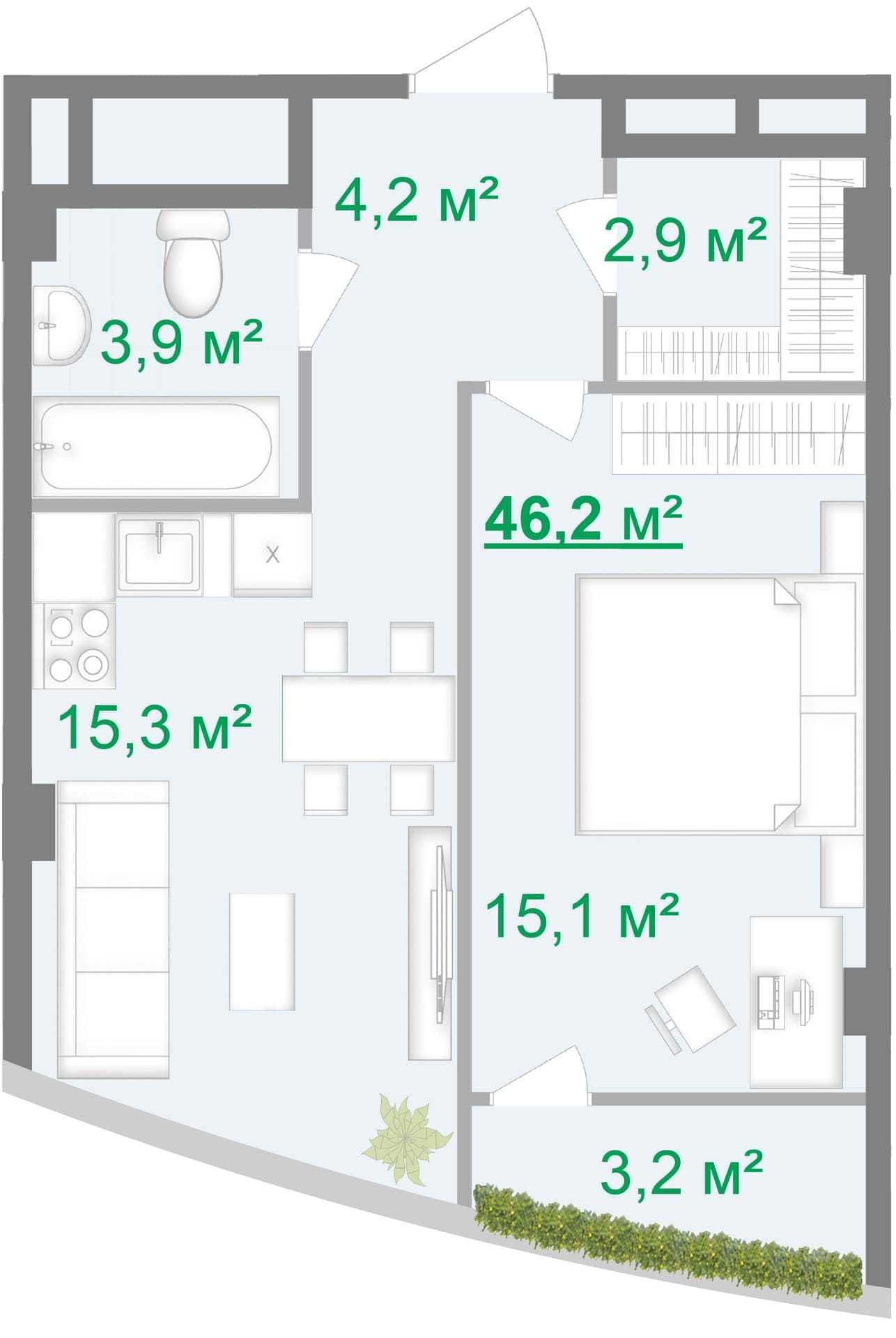 Продаж 1-кімнатної квартири, 46 м², ЖК «Intergal City» 2