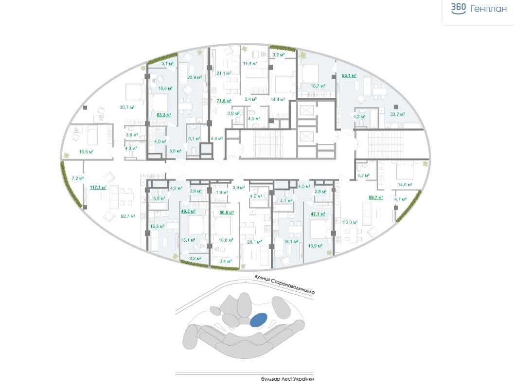 Продаж 1-кімнатної квартири, 46 м², ЖК «Intergal City» 3