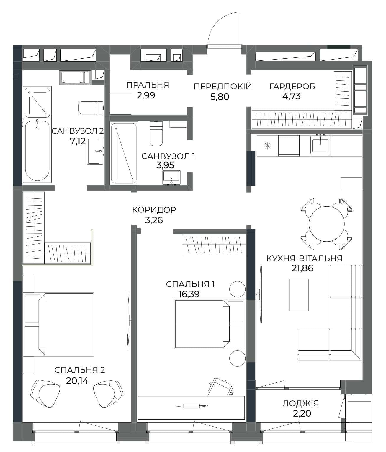 Продаж 2-кімнатної квартири, 81.03 м², ЖК «А136 Highlight Tower» 5