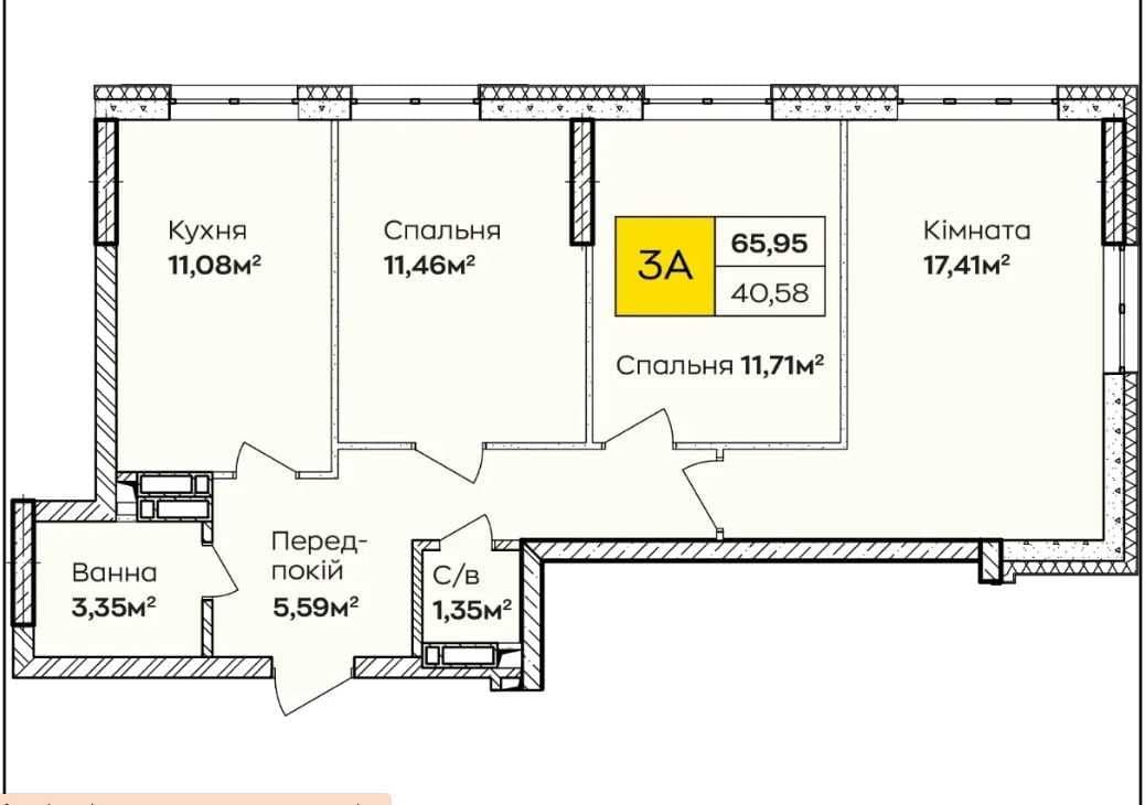 Продаж 3-кімнатної квартири, 65 м², ЖК «Синергія Київ» 2