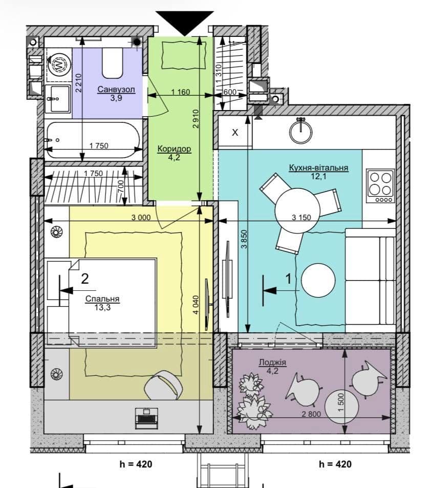 Продаж 1-кімнатної квартири, 37.5 м², ЖК «Файна Таун» 2
