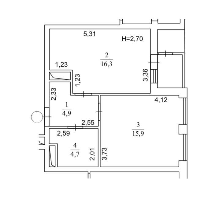 Продаж 1-кімнатної квартири, 45.1 м², Дарницький р-н 3