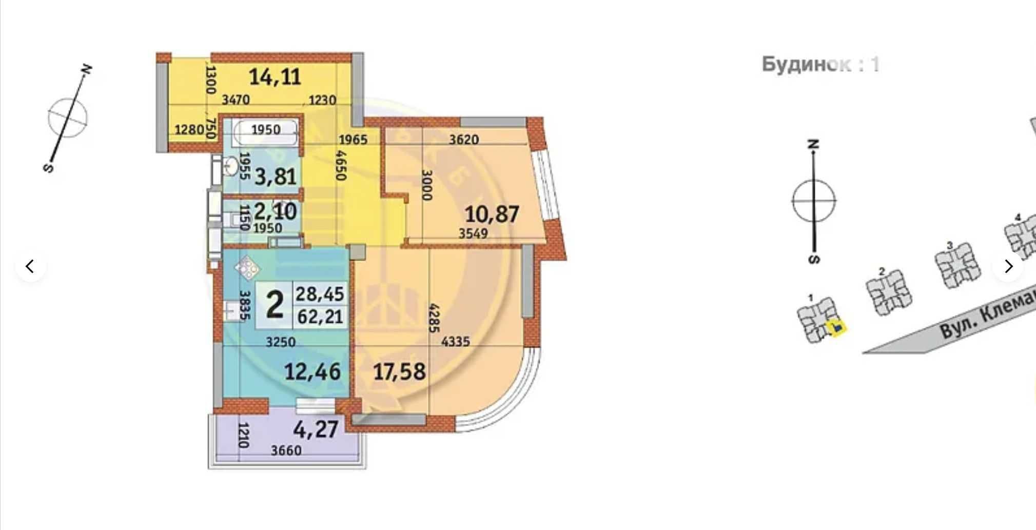 Продаж 2-кімнатної квартири, 62 м², ЖК «Урловський-2» 1