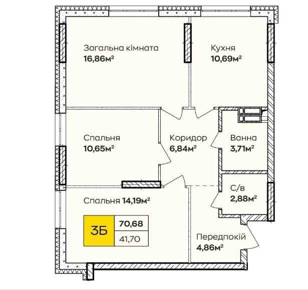 Продаж 3-кімнатної квартири, 70 м², ЖК «Синергія Київ» 4