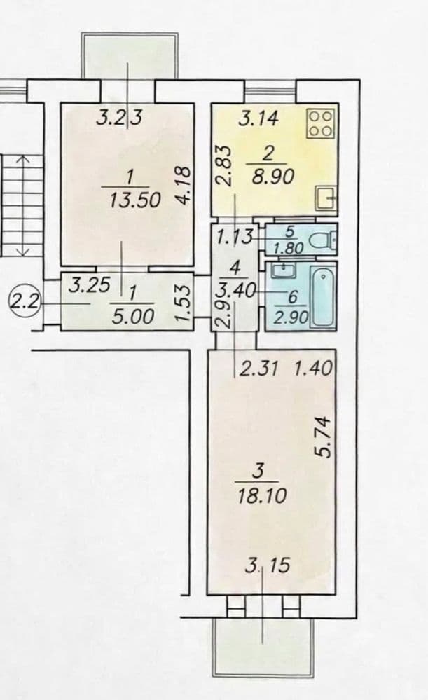 Продаж 2-кімнатної квартири, 55 м², Печерський р-н 3