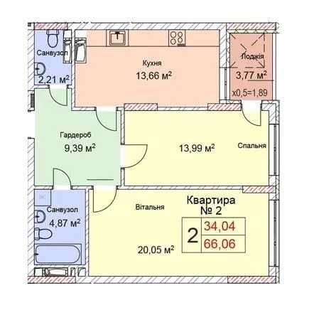 Продаж 2-кімнатної квартири, 66.3 м², ЖК «Львівський квартал» 2