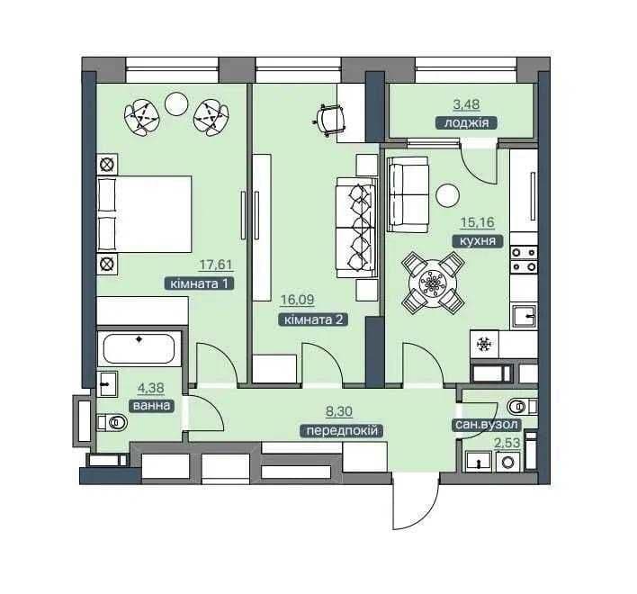 Продаж 2-кімнатної квартири, 68 м², ЖК «Метрополіс» 1